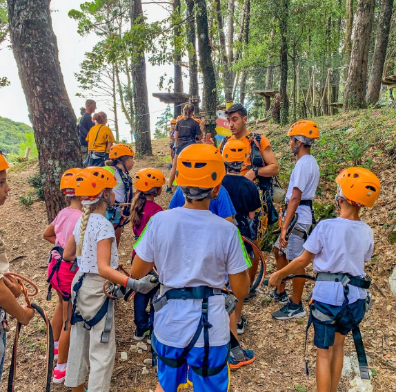 adults and kids equipped for the Woodpark